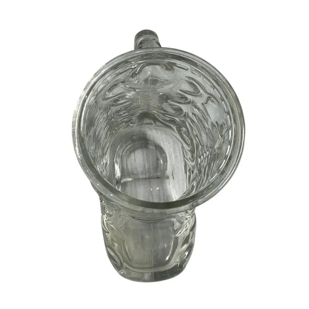 Vintage Clear Glass Cowboy Boot Mug Libbey of Canada Embossed w/ Handle Western
